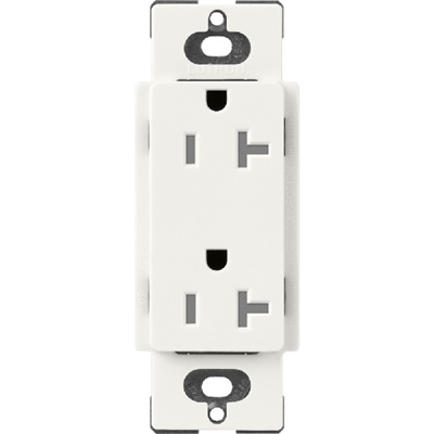 Lutron SCRS-20-TR-GL Claro Satin Tamper Resistant 20A Duplex Receptacle in Glacier White