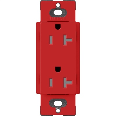 Lutron SCRS-20-TR-SR Claro Satin Tamper Resistant 20A Duplex Receptacle in Signal Red