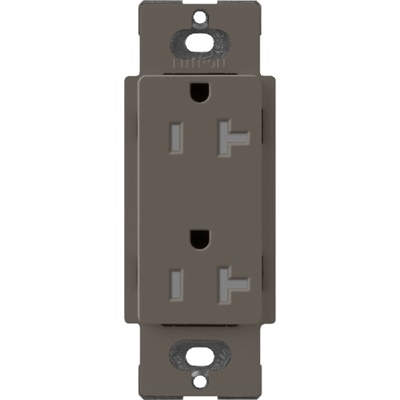 Lutron SCRS-20-TR-TF Claro Satin Tamper Resistant 20A Duplex Receptacle in Truffle