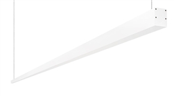 RAB BOA12P-120D10-40YN-W 120W LED 12 ft Suspended Pendant Linear Slot Light, No Photocell, 3500K, 8231 Lumens, 82 CRI, 120-277V, 40 Degree Reflector, Dimmable, Not DLC Listed, White Finish