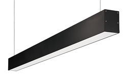 RAB BOA4P-40D10-40Y-B 40W LED 4 ft Suspended Pendant Linear Slot Light, 3000K (Warm), No Photocell, 2730 Lumens, 86 CRI, 120-277V, 40 Degree Reflector, Dimmable, Not DLC Listed, Black Finish