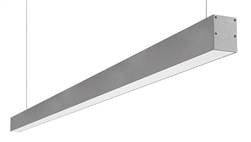 RAB BOA6P-30D10-40Y-S 30W LED 6 ft Suspended Pendant Linear Slot Light, No Photocell, 3000K (Warm), 2168 Lumens, 86 CRI, 120-277V, 40 Degree Reflector, Dimmable, Not DLC Listed, Silver Finish
