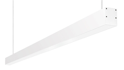 RAB BOA6P-30D10-40Y-W 30W LED 6 ft Suspended Pendant Linear Slot Light, No Photocell, 3000K (Warm), 2168 Lumens, 86 CRI, 120-277V, 40 Degree Reflector, Dimmable, Not DLC Listed, White Finish