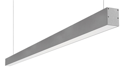 RAB BOA6P-60D10-40Y-S 60W LED 6 ft Suspended Pendant Linear Slot Light, No Photocell, 3000K (Warm), 4050 Lumens, 86 CRI, 120-277V, 40 Degree Reflector, Dimmable, Not DLC Listed, Silver Finish