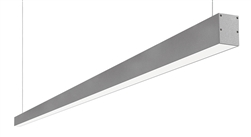 RAB BOA8P-40D10-40Y-S 40W LED 8 ft Suspended Pendant Linear Slot Light, No Photocell, 3000K (Warm), 2998 Lumens, 83 CRI, 120-277V, 40 Degree Reflector, Dimmable, Not DLC Listed, Silver Finish