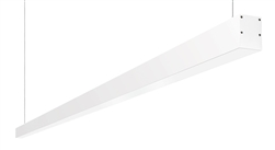 RAB BOA8P-40D10-40Y-W 40W LED 8 ft Suspended Pendant Linear Slot Light, No Photocell, 3000K (Warm), 2998 Lumens, 83 CRI, 120-277V, 40 Degree Reflector, Dimmable, Not DLC Listed, White Finish