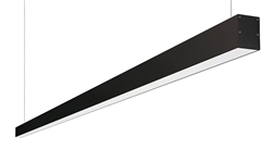 RAB BOA8P-80D10-40Y-B 80W LED 8 ft Suspended Pendant Linear Slot Light, No Photocell, 3000K (Warm), 5460 Lumens, 83 CRI, 120-277V, 40 Degree Reflector, Dimmable, Not DLC Listed, Black Finish