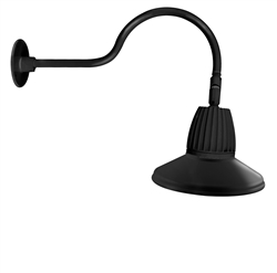 RAB GN1LED13NSSTB 13W LED Gooseneck Straight Shade with 24" Goose Arm, 4000K (Neutral), Spot Reflector, 15" Straight Shade, Black Finish