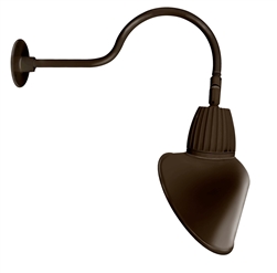 RAB GN1LED13YSACBWN 13W LED Gooseneck Cone Shade with 24" Goose Arm, 3000K Color Temperature (Warm), Spot Reflector, 15" Angled Cone Shade, Brown Finish