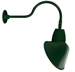 RAB GN1LED26YRACG 26W LED Gooseneck Cone Shade with 24" Goose Arm, 3000K Color Temperature (Warm), Rectangular Reflector, 15" Angled Cone Shade, Hunter Green Finish