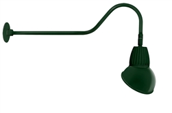 RAB GN2LED26YAD11G 26W LED Gooseneck Dome Shade with 35" Goose Arm, 3000K (Warm), Flood Reflector, 11" Angled Dome Shade, Hunter Green Finish