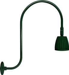 RAB RAB-GN3LED13NRG 13W LED Gooseneck No Shade with Upcurve 30" High, 25" from Wall Goose Arm 4000K (Neutral), Rectangular Reflector, Hunter Green Finish