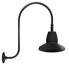 RAB GN3LED13YSSTB 13W LED Gooseneck Straight Shade with Upcurve 30" High, 25" from Wall Goose Arm, 3000K (Warm), Spot Reflector, 15" Straight Shade, Black Finish