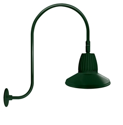 RAB GN3LED26NSTG 26W LED Gooseneck Straight Shade with Upcurve 30" High, 25" from Wall Goose Arm, 4000K (Neutral), Flood Reflector, 15" Straight Shade, Hunter Green Finish