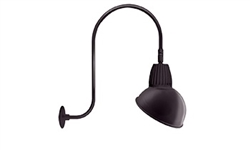 RAB GN3LED26YSAD11A 26W LED Gooseneck Dome Shade with Upcurve 30" High, 25" from Wall Goose Arm, 3000K (Warm), Spot Reflector, 11" Angled Dome Shade, Bronze Finish