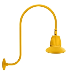 RAB GN3LED26YSTYL 26W LED Gooseneck Straight Shade with Upcurve 30" High, 25" from Wall Goose Arm, 3000K (Warm), Flood Reflector, 15" Straight Shade, Yellow Finish