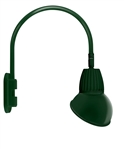 RAB GN4LED13NAD11G 13W LED Gooseneck Dome Shade with Wall 20" High, 19" from Wall Goose Arm, 4000K (Neutral), Flood Reflector, 11" Angled Dome Shade, Hunter Green Finish