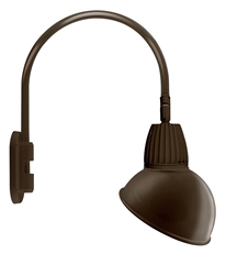 RAB GN4LED13NADBWN 13W LED Gooseneck Dome Shade with Wall 20" High, 19" from Wall Goose Arm, 4000K (Neutral), Flood Reflector, 15" Angled Dome Shade, Brown Finish