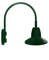 RAB GN4LED13NRSTG 13W LED Gooseneck Straight Shade with Wall 20" High, 19" from Wall Goose Arm, 4000K (Neutral), Rectangular Reflector, 15" Straight Shade, Hunter Green Finish