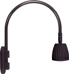 RAB GN4LED26YA 26W LED Gooseneck No Shade with Wall 20" High, 19" from Wall Goose Arm, 3000K (Warm), Flood Reflector, Bronze Finish