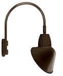 RAB GN5LED13NACBWN 13W LED Gooseneck Cone with Pole 20" High, 19" from Pole Goose Arm, 4000K Color Temperature (Neutral), Flood Reflector, 15" Angled Cone Shade, Brown Finish