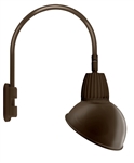 RAB GN5LED13NADBWN 13W LED Gooseneck Dome Shade with Pole 20" High, 19" from Pole Goose Arm, 4000K (Neutral), Flood Reflector, 15" Angled Dome Shade, Brown Finish