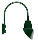 RAB GN5LED13NRAC11G 13W LED Gooseneck Cone with Pole 20" High, 19" from Pole Goose Arm, 4000K Color Temperature (Neutral), Rectangular Reflector, 11" Angled Cone Shade, Hunter Green Finish