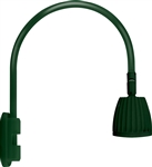 RAB GN5LED13NRG 13W LED Gooseneck No Shade with Pole 20" High, 19" from Pole Goose Arm, 4000K (Neutral), Rectangular Reflector, Hunter Green Finish