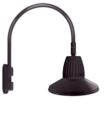 RAB GN5LED13NSTA 13W LED Gooseneck Straight Shade with Pole 20" High, 19" from Pole Goose Arm, 4000K (Neutral), Flood Reflector, 15" Straight Angle Shade, Bronze Finish