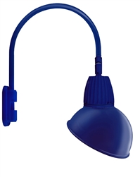 RAB GN5LED13YADBL 13W LED Gooseneck Dome Shade with Pole 20" High, 19" from Pole Goose Arm, 3000K (Warm), Flood Reflector, 15" Angled Dome Shade, Royal Blue Finish