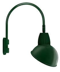 RAB GN5LED13YADG 13W LED Gooseneck Dome Shade with Pole 20" High, 19" from Pole Goose Arm, 3000K (Warm), Flood Reflector, 15" Angled Dome Shade, Hunter Green Finish