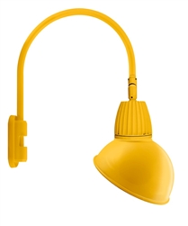 RAB GN5LED26YADYL 26W LED Gooseneck Dome Shade with Pole 20" High, 19" from Pole Goose Arm, 3000K (Warm), Flood Reflector, 15" Angled Dome Shade, Yellow Finish
