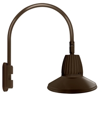 RAB GN5LED26YSSTBWN 26W LED Gooseneck Straight Shade with Pole 20" High, 19" from Pole Goose Arm, 3000K (Warm), Spot Reflector, 15" Straight Angle Shade, Brown Finish