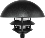 RAB LLD3B 3 Tier Lawn Light with Dome Top, 120V 75W Incandescent Lamp, Black