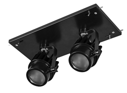 RAB MDLED2X12F-20YN-B 24W LED 2 Fixture Multi-Head Gear Tray, 3500K, 2072 Lumens, 90 CRI, 20 Degree Reflector, On/Off Non-Dimming, Black Tray/Black Head Finish