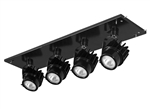 RAB MDLED4X12D10-30Y-B 48W LED 4 Fixture Multi-Head Gear Tray, 3000K, 3696 Lumens, 90 CRI, 30 Degree Reflector, 0-10V Dimmer, Black Tray/Black Head
