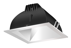 RAB NDLED4S-50Y-M-S 4" New Construction Square Trim Module, 3000K (Warm), 90 CRI, 50 Degree Beam Spread, Matte Silver Cone Silver Trim