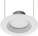 RAB R6R11830120WB 11W 6" LED Round Retrofit Downlight, Baffle, 1120 lumens, 80 CRI, 3000K Color Temperature, White