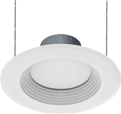 RAB R6R8827120WB 8W 6" LED Round Retrofit Downlight, Baffle, 862 lumens, 80 CRI, 2700K Color Temperature, White