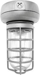 RAB VX1F13S Vaporproof 13W Compact Fluorescent Lamp 120V-277V Silver Color - With Clear Prismatic Glass and Die Cast Guard