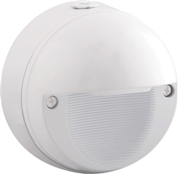 RAB WPLEDR5NW/PCS 5W Round LED Wallpack, 4000K (Neutral), 120V Swivel Photocell, 159 Lumens, 85 CRI, 120V, Not DLC Listed, White Finish