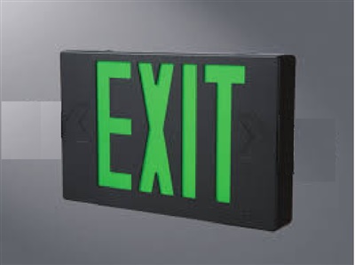 Sure Lites APX6GBK Thermoplastic LED Exit and Emergency Light, AC Only, No Battery, Green Letters, Black Housing