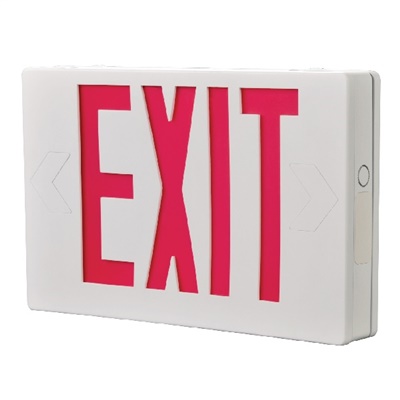 Sure Lites APX6R Thermoplastic LED Exit and Emergency Light, AC Only, No Battery, Red Letters, White Housing