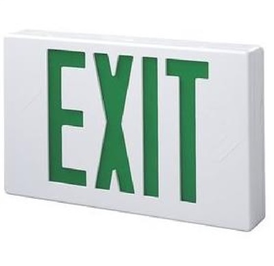 Sure Lites APX7G Thermoplastic LED Exit and Emergency Light, Nickel Cadmium Battery, Green Letters, White Housing