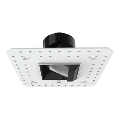 WAC R2ASWL-A927-BKWT 2" Square Wall Wash Lensed Trimless Housing, Wet Location, Asymmetrical Beam Spread, 90 CRI, 2700K, Black/ White