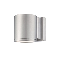 WAC Lighting WS-W2605-AL 5" Tube Single LED Light Outdoor Wall Sconce, 30W, 1750 Lumens, 3000K Color Temperature, 90 CRI, Brushed Aluminum