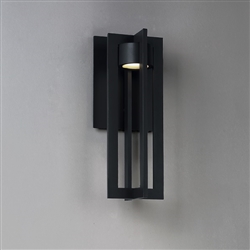 WAC Lighting WS-W48616-BK 12W 16" Chamber Outdoor LED Wall Sconce, 3000K Color Temperature, 90 CRI, 1000 Lumens, Black