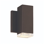 WAC Lighting WS-W61806-BZ 9W 6" Block LED Outdoor Wall Sconce, 3000K Color Temperature, 90 CRI, Bronze