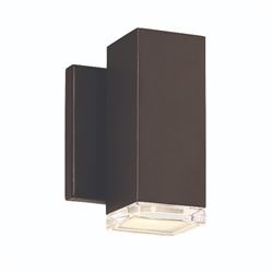 WAC Lighting WS-W61806-BZ 9W 6" Block LED Outdoor Wall Sconce, 3000K Color Temperature, 90 CRI, Bronze