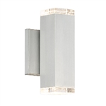 WAC Lighting WS-W61808-AL 15W 8" Block LED Outdoor Wall Sconce, 3000K Color Temperature, 90 CRI, Brushed Aluminum